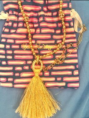Like New Lilly Pulitzer Gold Tassel Pendant Necklace